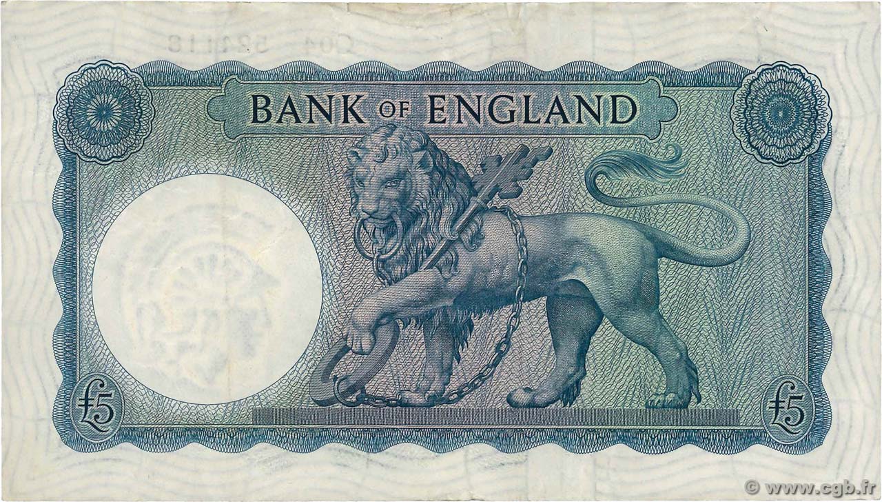 Billet De Banque Anglais 5 £ 1967 - Bank Of England Fforde Z78 - Circulé - Collection
