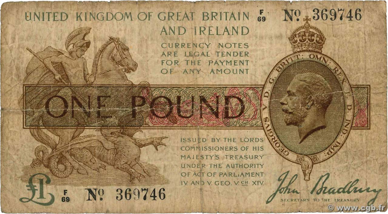 1 Pound INGLATERRA  1917 P.351 MC