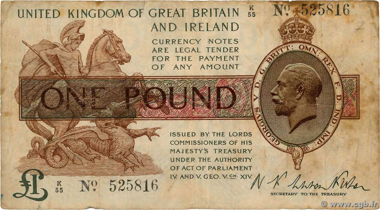 1 Pound ANGLETERRE  1919 P.357 AB