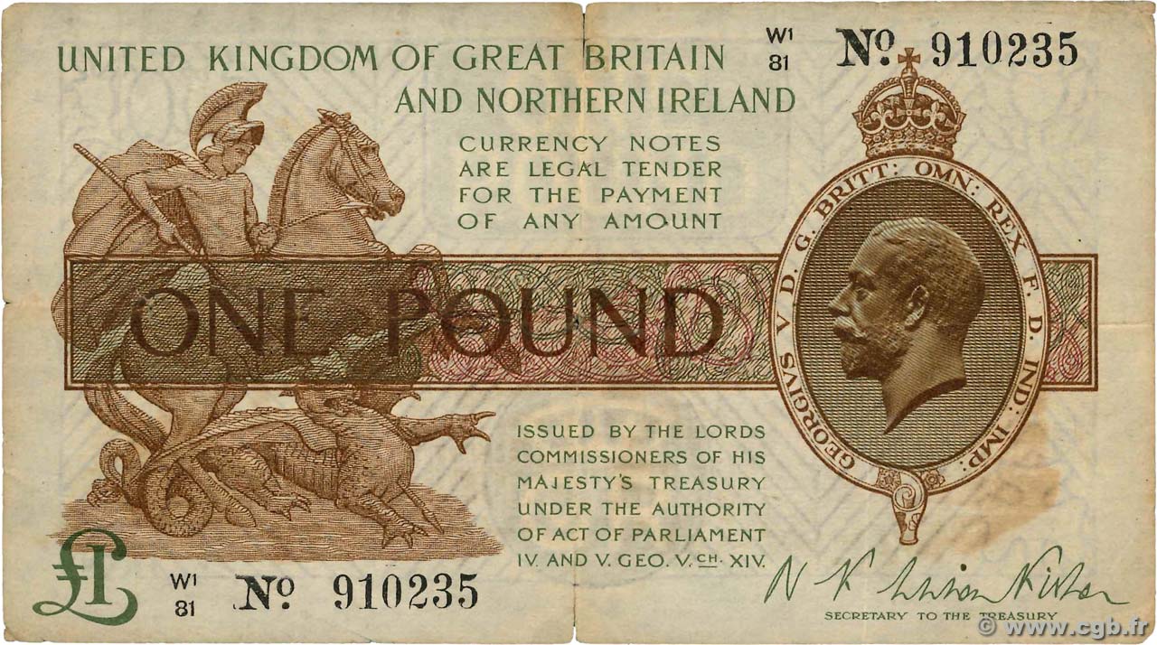 1 Pound INGLATERRA  1928 P.361a BC