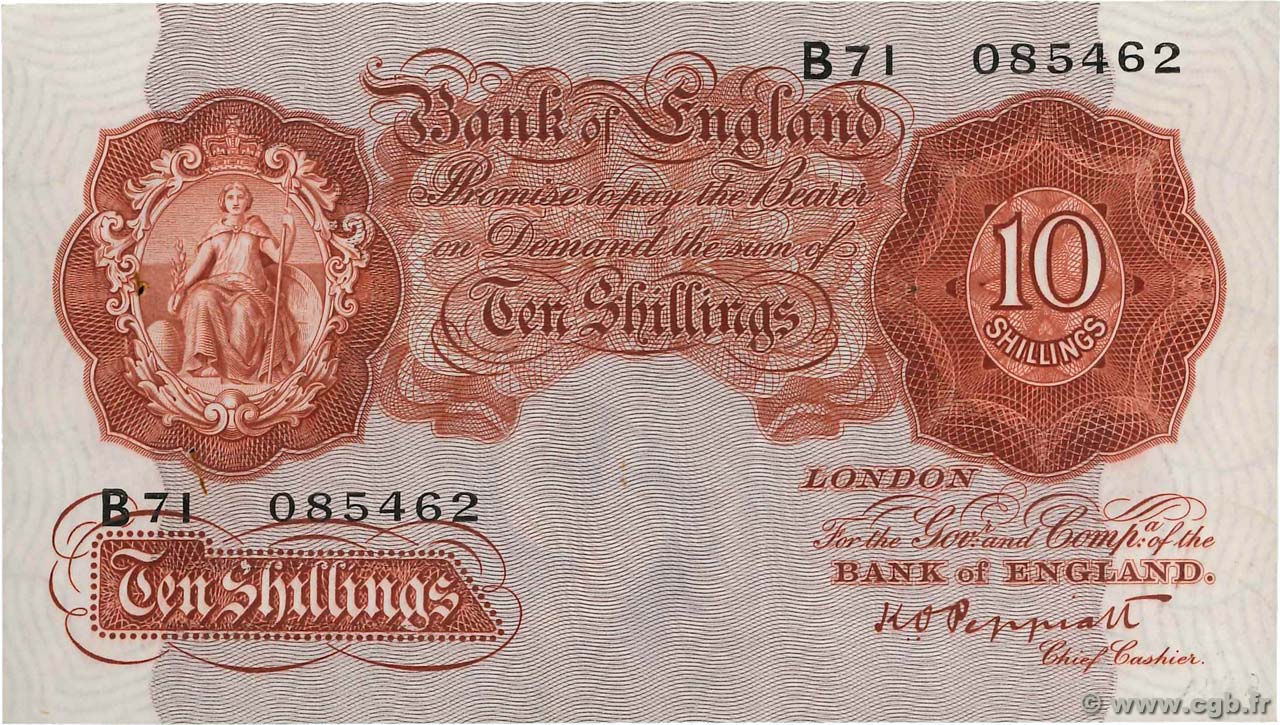 10 Shillings ENGLAND  1934 P.362c XF-