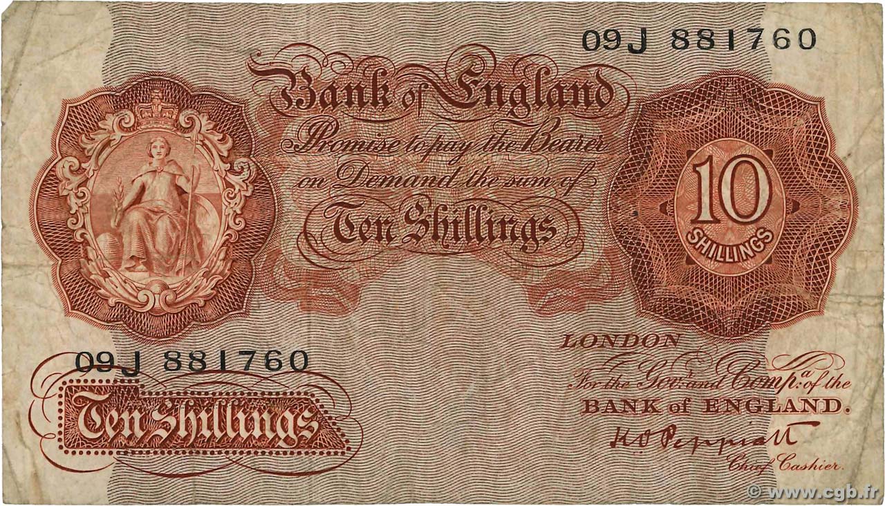 10 Shillings ENGLAND  1948 P.368a SGE