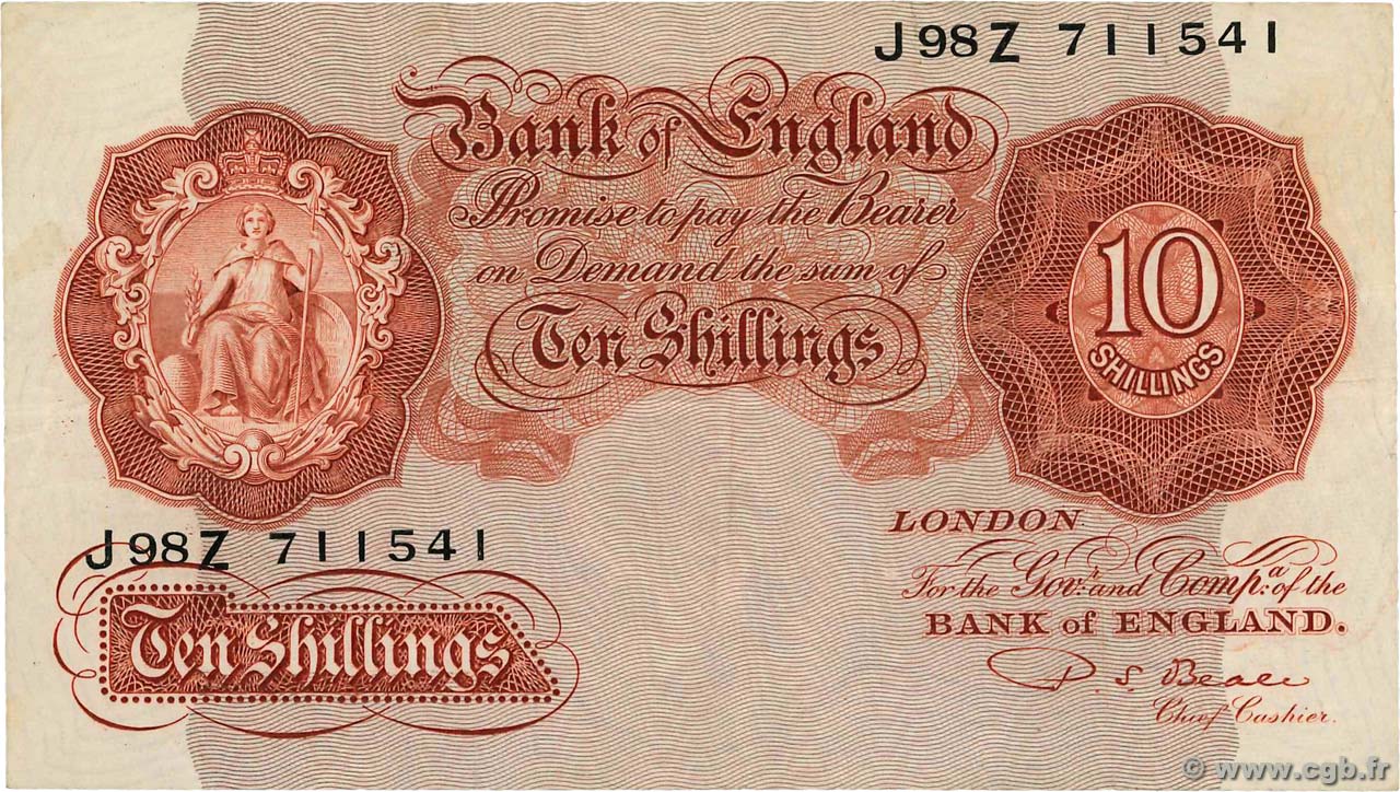 10 Shillings ENGLAND  1949 P.368b VF