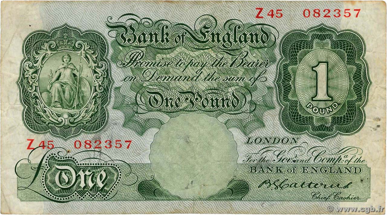 1 Pound INGHILTERRA  1929 P.363b q.MB