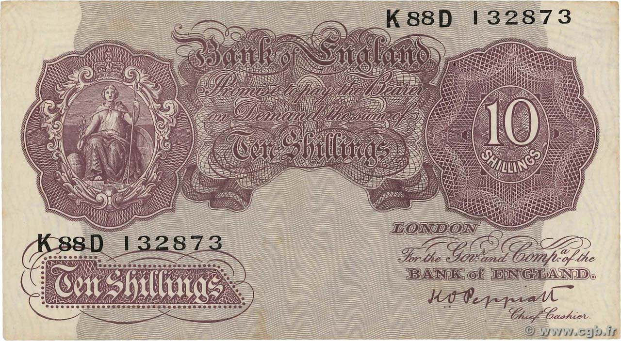 10 Shillings ENGLAND  1940 P.366 XF+