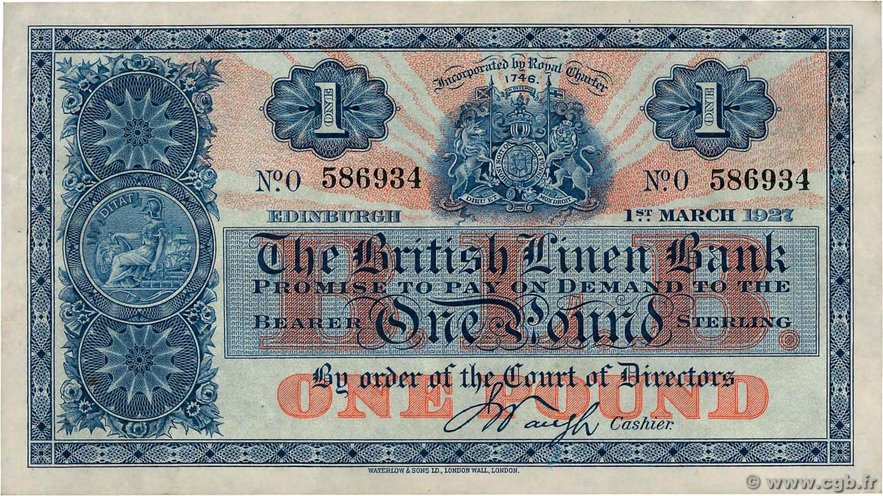 1 Pound SCOTLAND  1927 P.156 SS