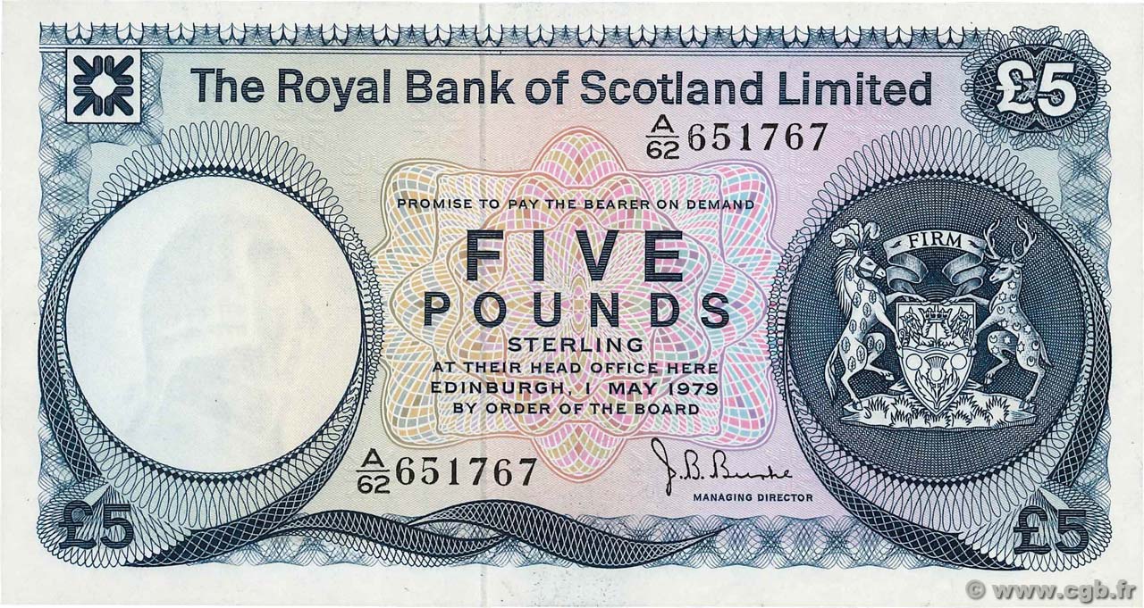 5 Pounds SCOTLAND  1979 P.337a XF