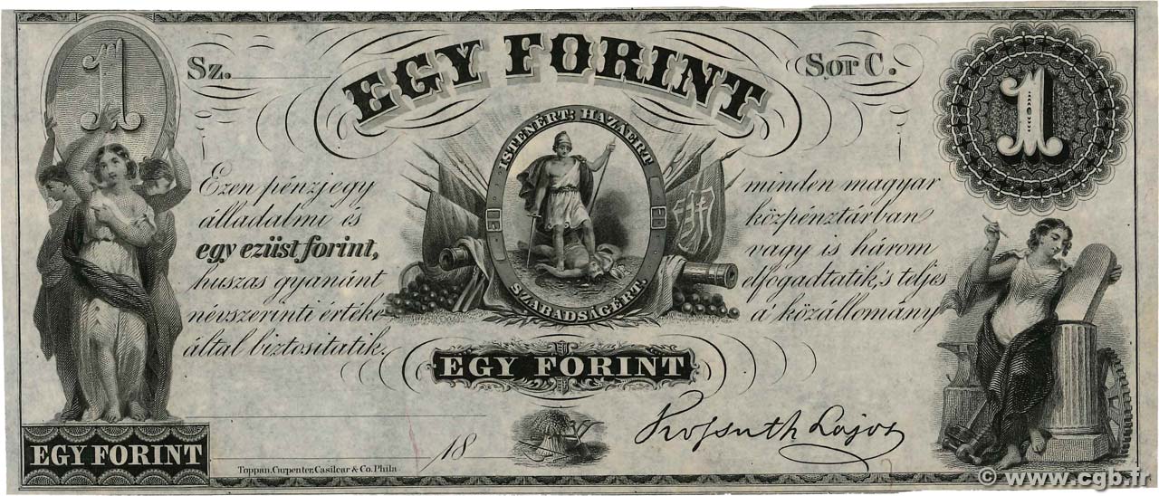 1 Forint UNGARN  1852 PS.141r1 fST