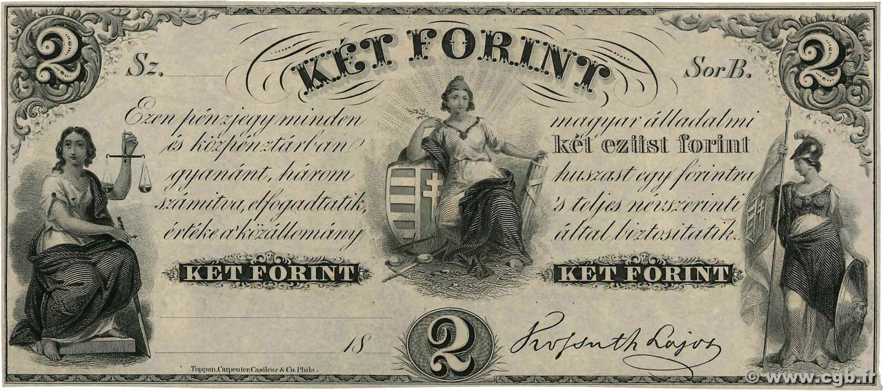 2 Forint UNGHERIA  1852 PS.142r1 FDC