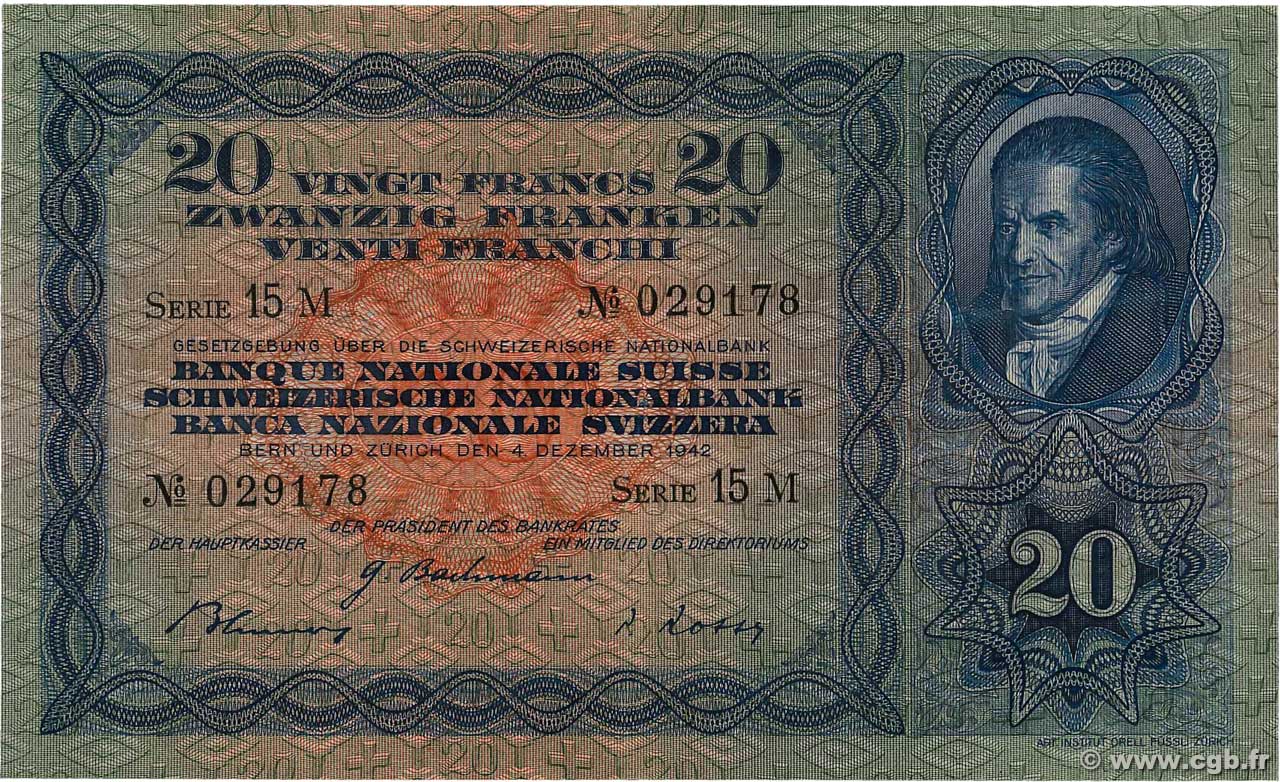 20 Francs SUISSE  1942 P.39l BB