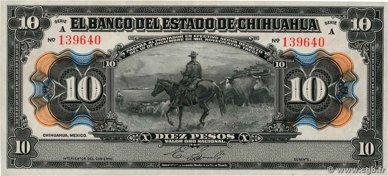 10 Pesos MEXIQUE  1913 PS.0133a SPL