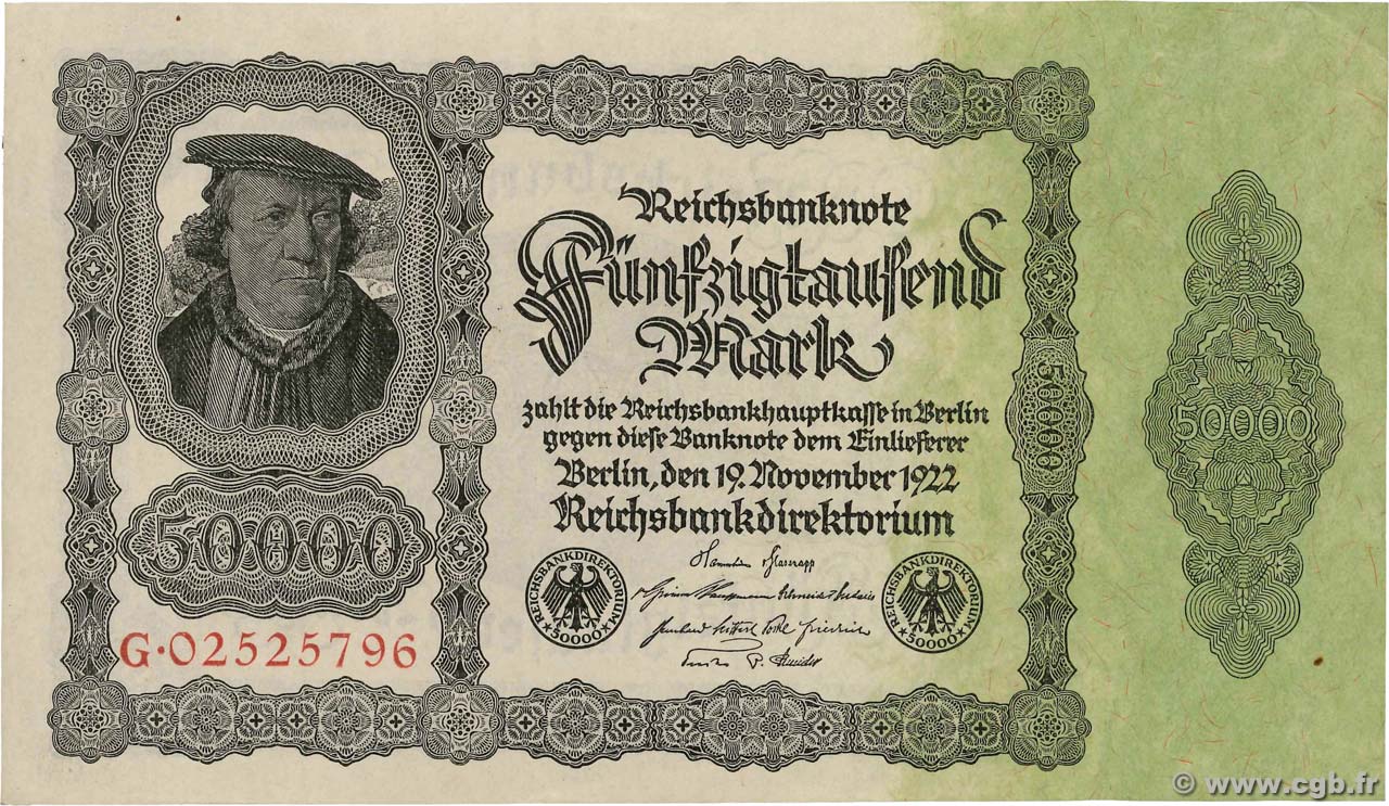 50000 Mark GERMANY  1922 P.079 XF+
