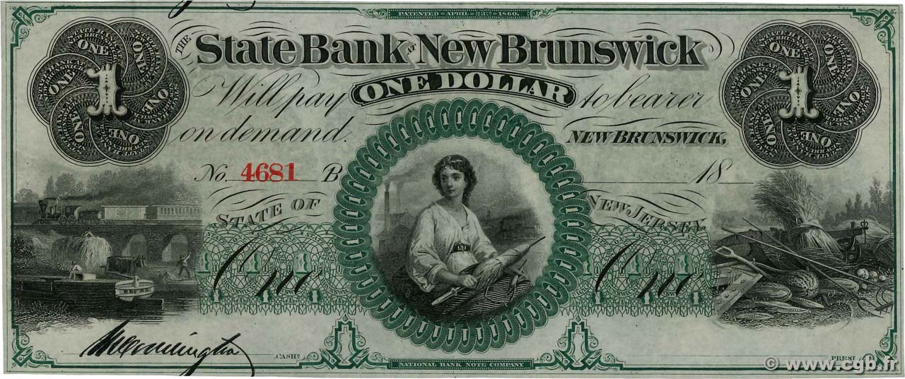1 Dollar ÉTATS-UNIS D AMÉRIQUE New Brunswick 1860  pr.NEUF