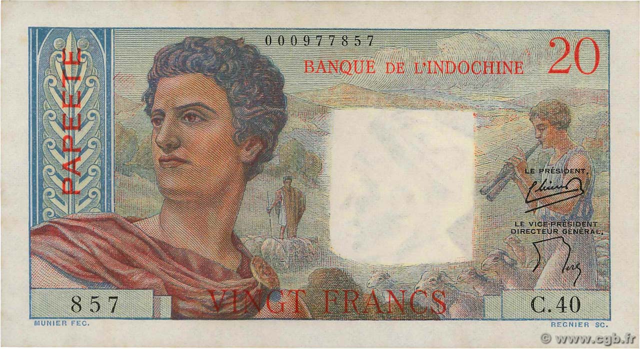 20 Francs TAHITI  1954 P.21b SC