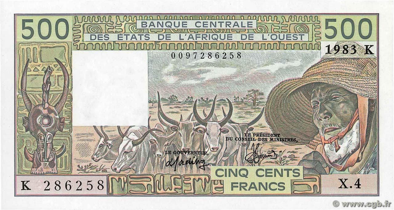 500 Francs STATI AMERICANI AFRICANI  1983 P.706Kf q.FDC