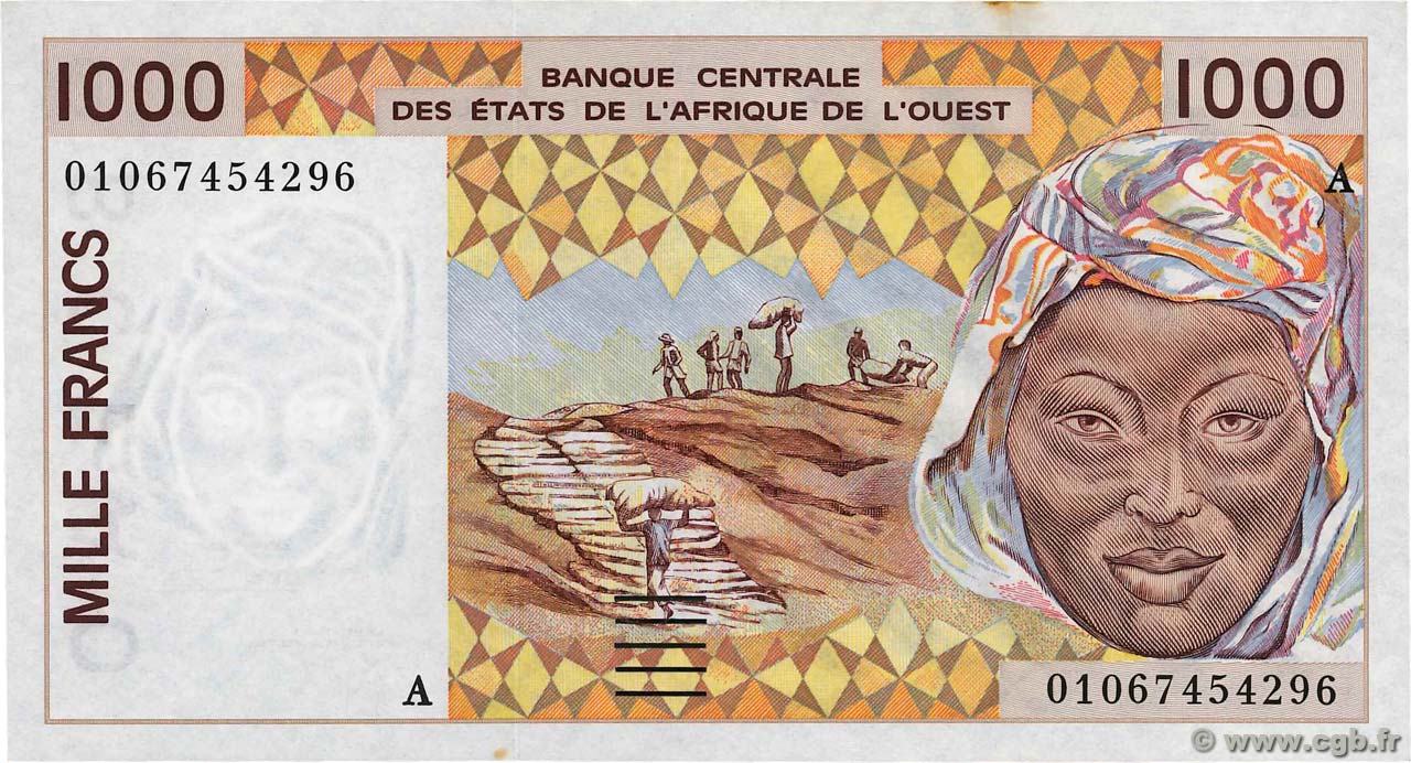 1000 Francs WEST AFRIKANISCHE STAATEN  2001 P.111Aj fST+