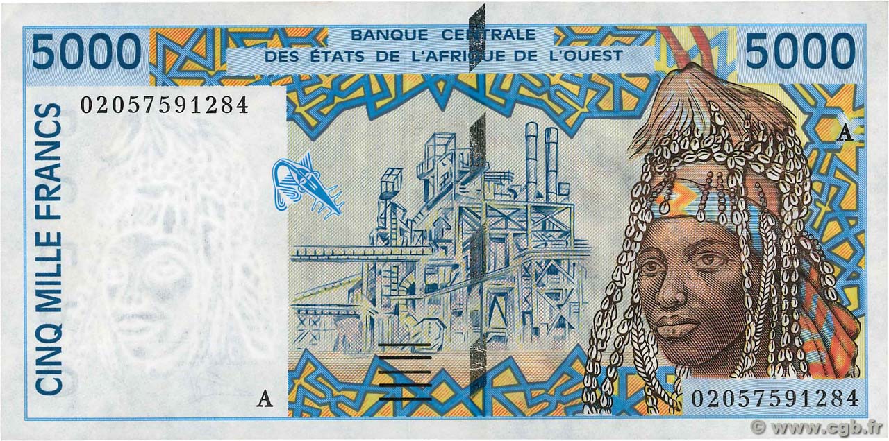 5000 Francs ÉTATS DE L AFRIQUE DE L OUEST  2002 P.113Al pr.NEUF