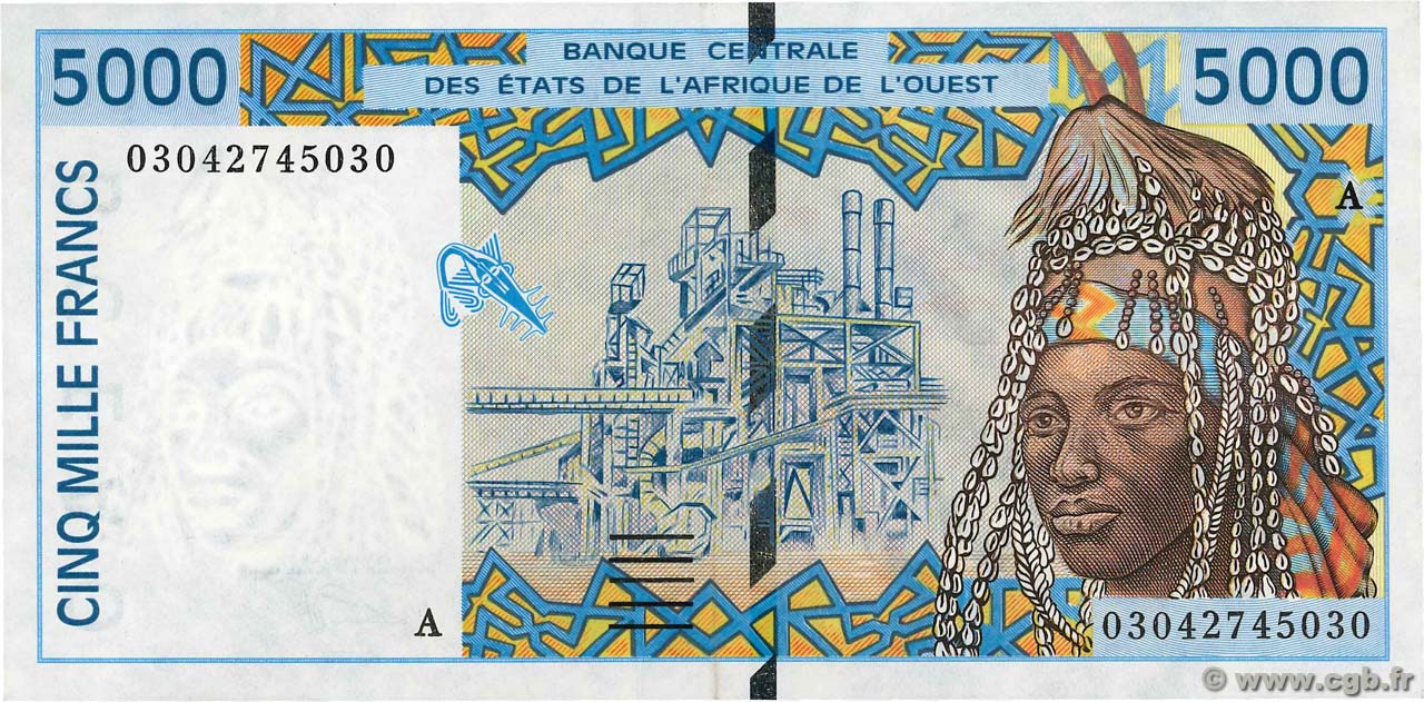 5000 Francs ÉTATS DE L AFRIQUE DE L OUEST  2003 P.113Am pr.SPL