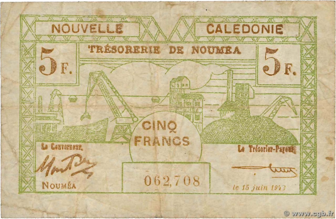 5 Francs NOUVELLE CALÉDONIE  1943 P.58 pr.TB