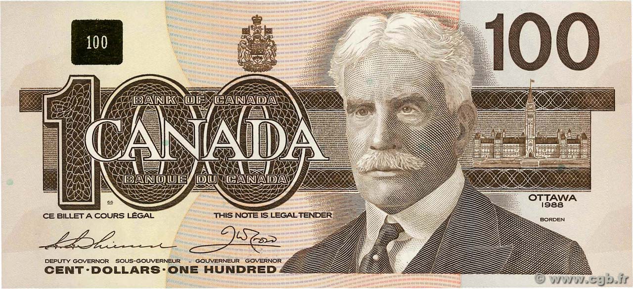 100 Dollars CANADA  1988 P.099a SPL+