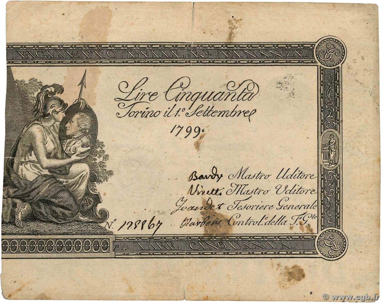 50 Lire ITALY Turin 1799 PS.131 F