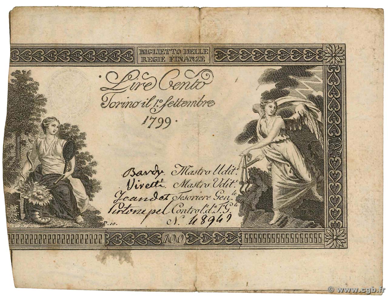 100 Lire ITALY Turin 1799 PS.132 F