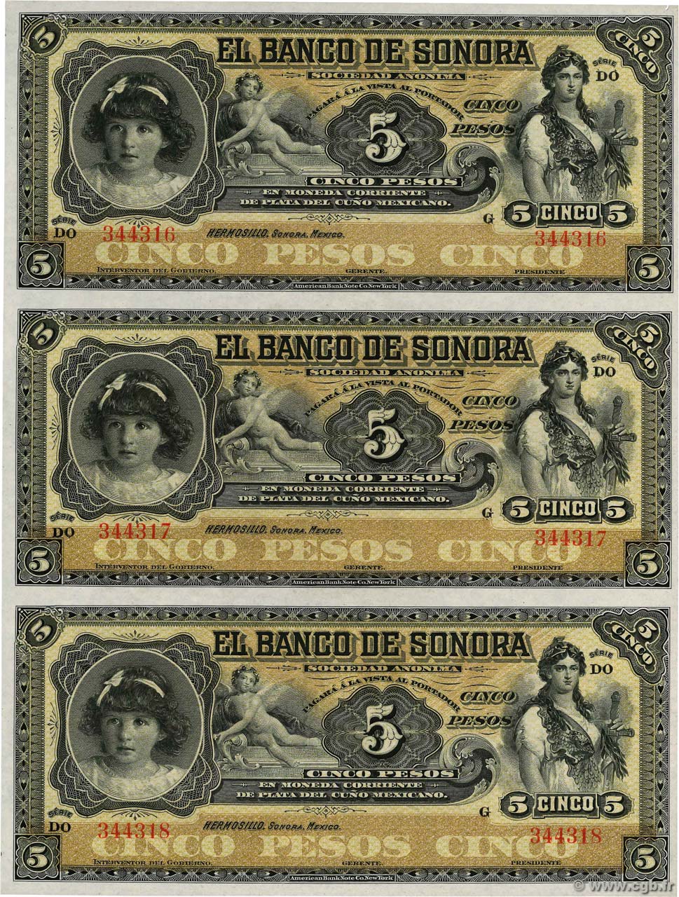 5 Pesos Planche MEXICO  1897 PS.0419r UNC