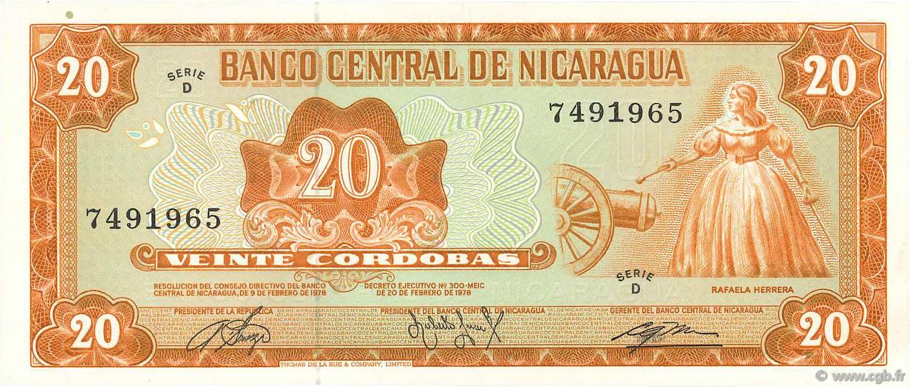 20 Cordobas NICARAGUA  1978 P.129 FDC