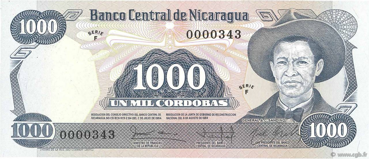 1000 Cordobas NICARAGUA  1985 P.143 UNC