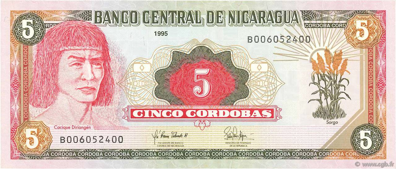 5 Cordobas NICARAGUA  1995 P.180 SUP