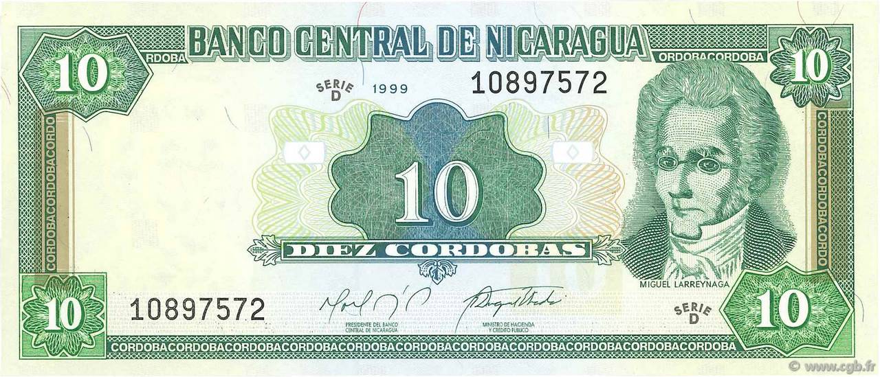 10 Cordobas NICARAGUA  1999 P.188 UNC