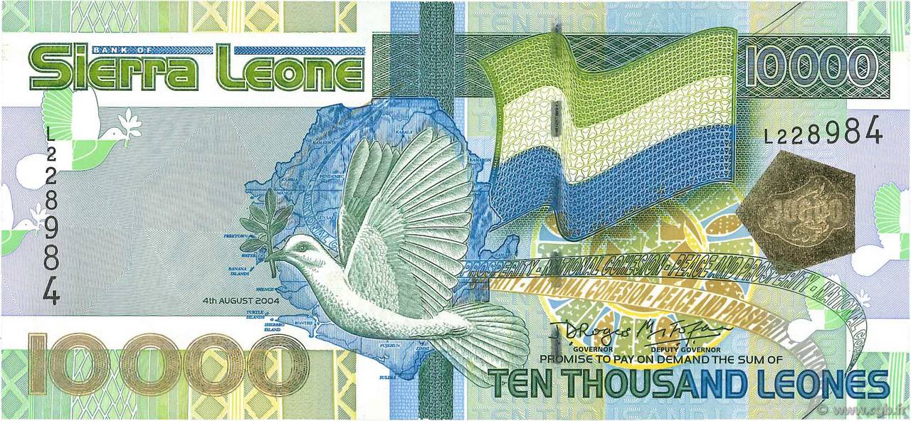 10000 Leones  SIERRA LEONE  2004 P.29a UNC