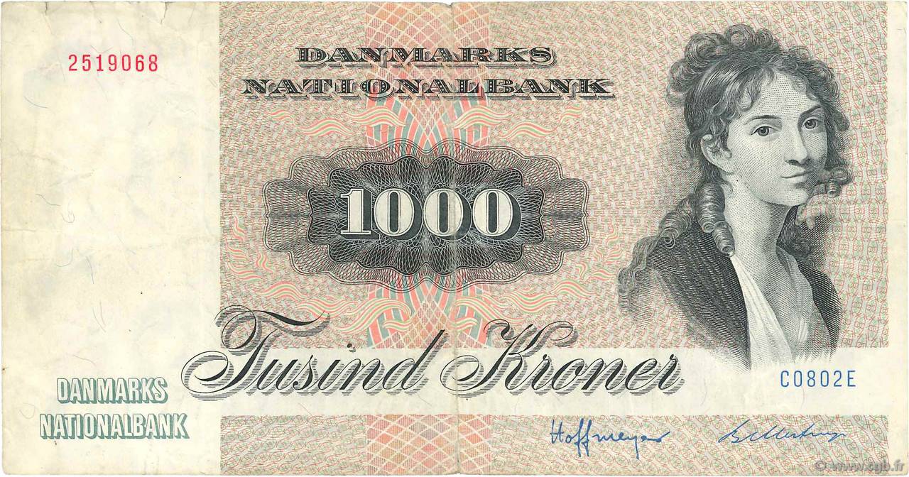 1000 Kroner DENMARK  1980 P.053d VF-