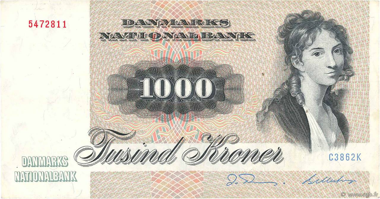 1000 Kroner DENMARK  1986 P.053e VF+
