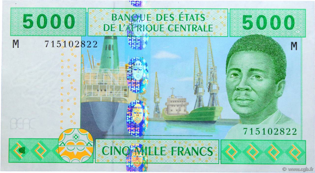 5000 Francs ZENTRALAFRIKANISCHE LÄNDER  2002 P.309M fST+
