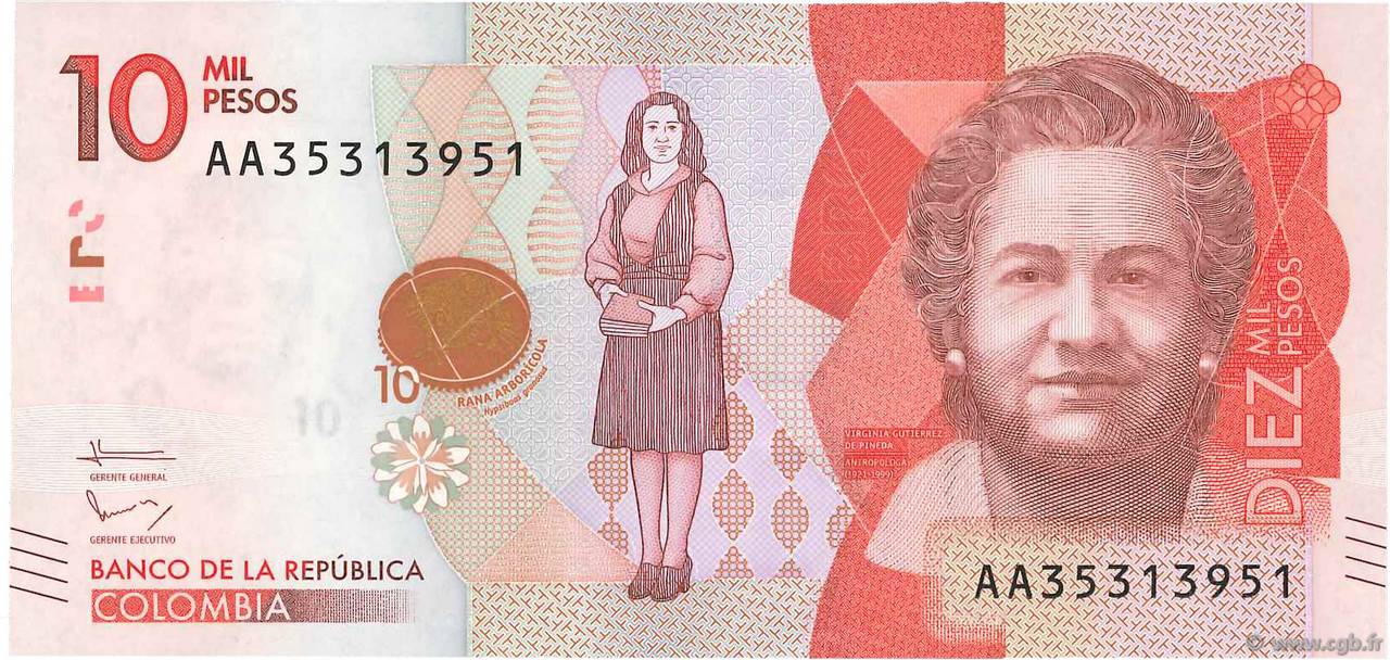10000 Pesos COLOMBIA  2015 P.460 UNC