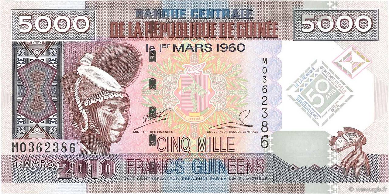 5000 Francs Guin ens Comm moratif GUIN E 2010 P 44 B78 0210 Billets