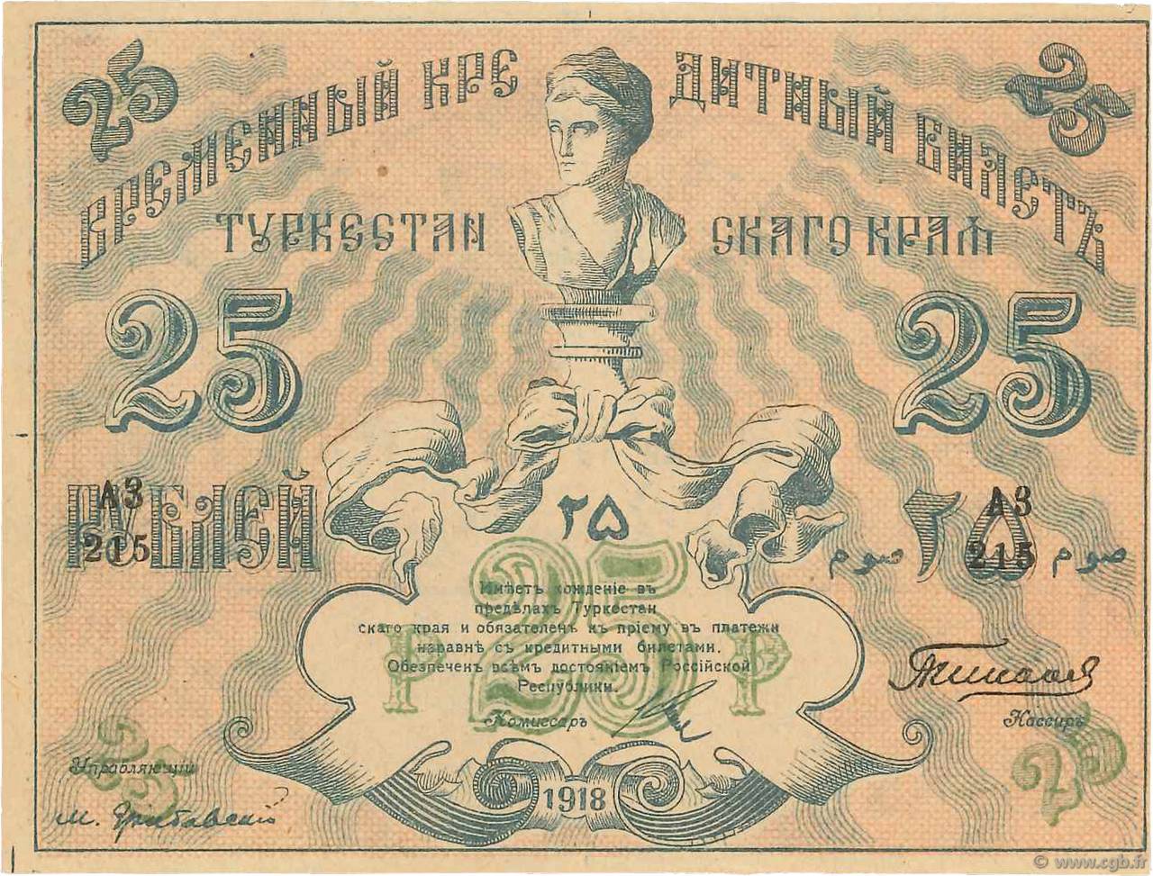 25 Roubles RUSSLAND  1918 PS.1166 fST