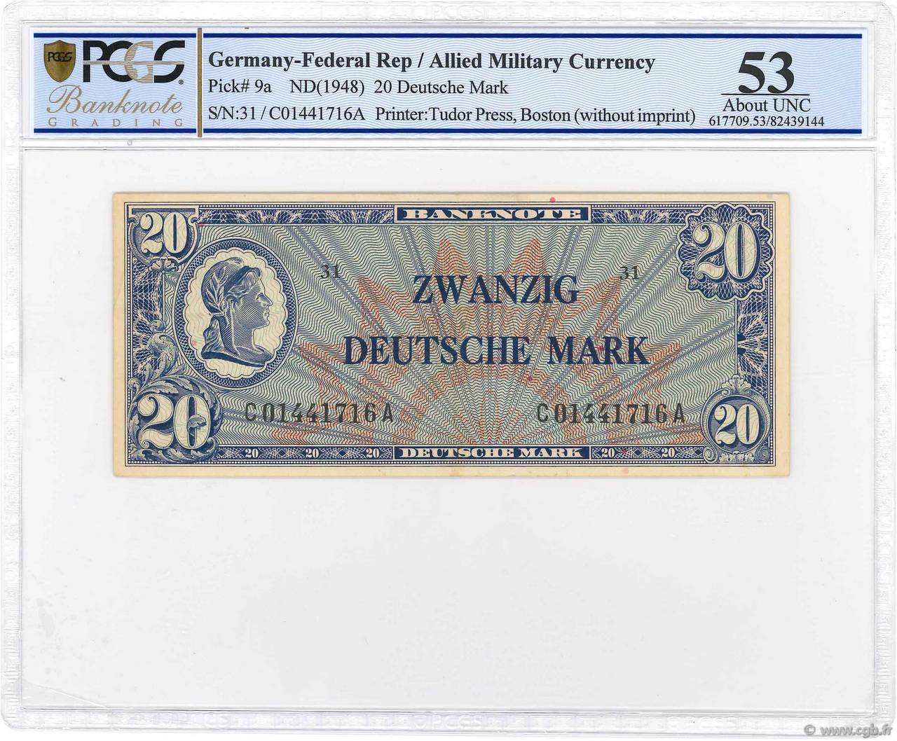 20 Deutsche Mark GERMAN FEDERAL REPUBLIC  1948 P.09a SPL