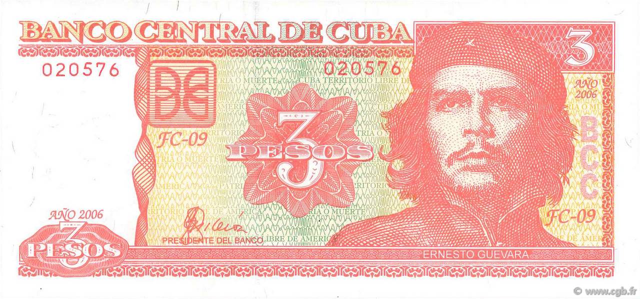 3 Pesos CUBA  2006 P.127c UNC