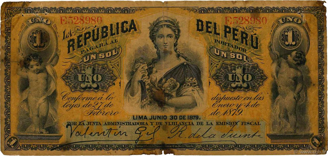1 Sol PERU  1879 P.001 fS