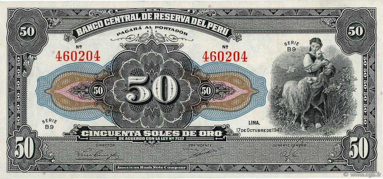 50 Soles PERú  1947 P.068Aa EBC+
