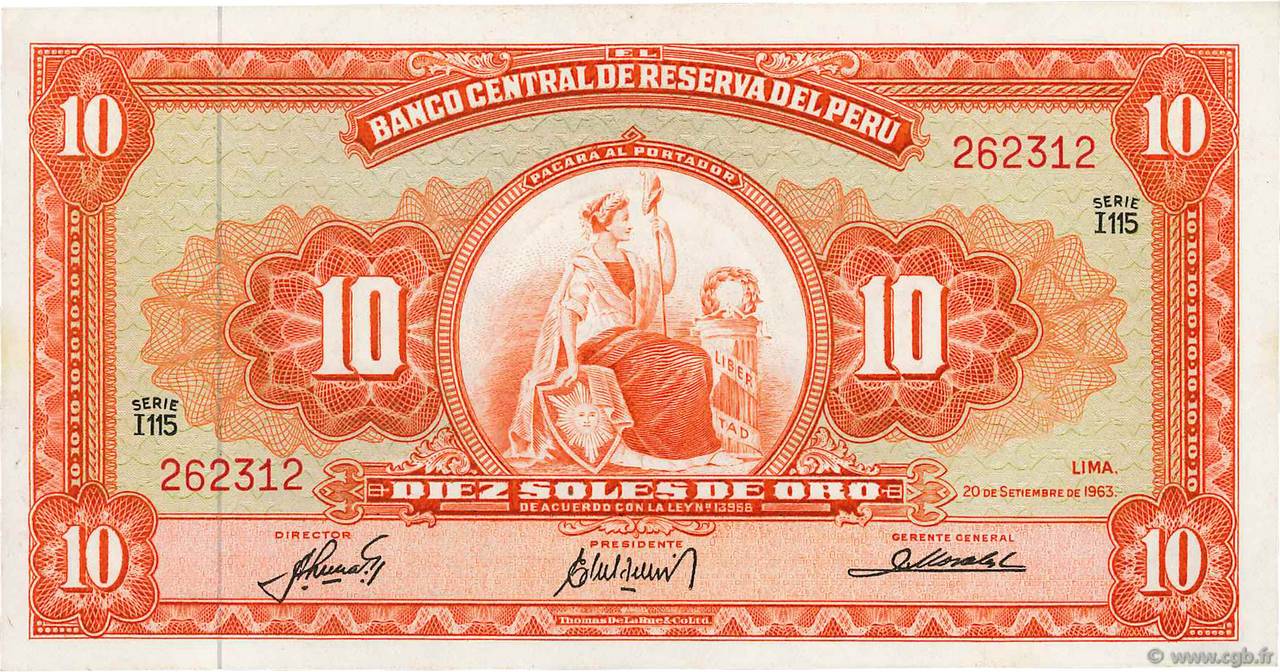 10 Soles PERú  1963 P.084a EBC+