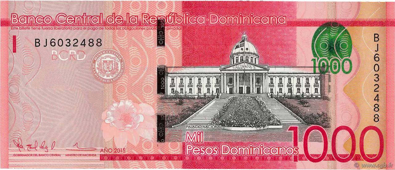 1000 Pesos Dominicanos RÉPUBLIQUE DOMINICAINE  2015 P.193b FDC