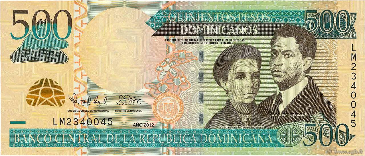 Pick 186Aa UNC DOMINICAN REPUBLIC 500 Pesos Dominicanos 2012
