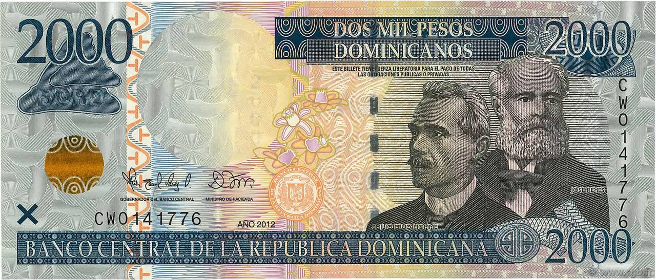 2000 Pesos Dominicanos RÉPUBLIQUE DOMINICAINE  2012 P.188a NEUF