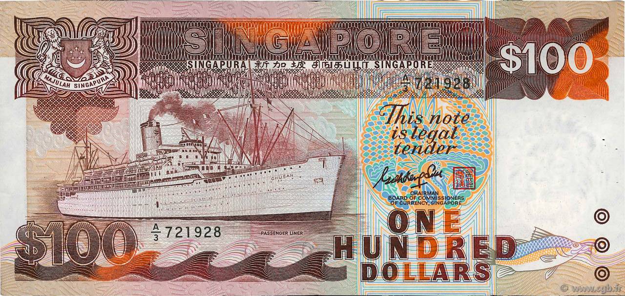 100 Dollars SINGAPOUR  1985 P.23a TTB+