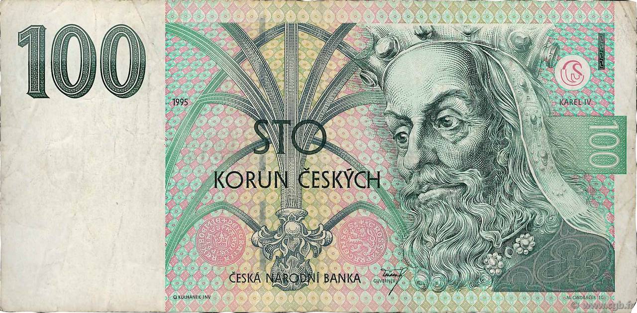 100 Korun CZECH REPUBLIC  1995 P.12 F+