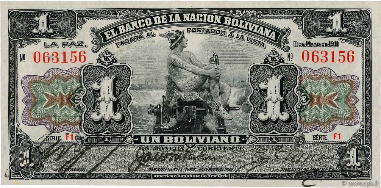 1 Boliviano BOLIVIEN  1911 P.102b ST