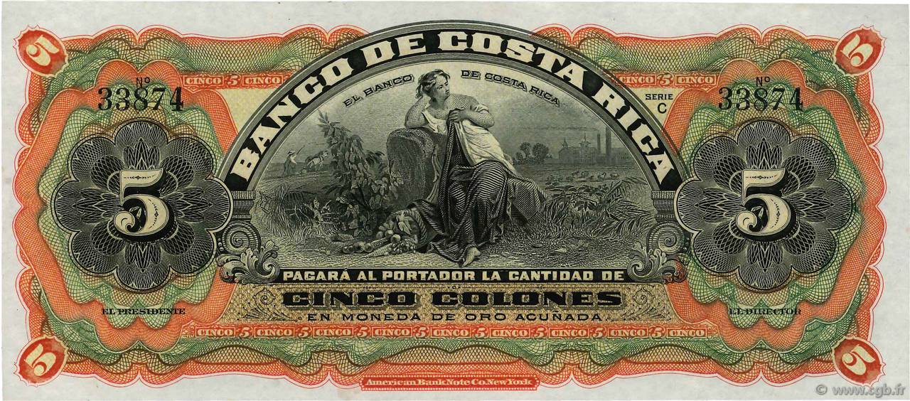 5 Colones Non émis COSTA RICA  1901 PS.173r ST